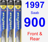 Front & Rear Wiper Blade Pack for 1997 Saab 900 - Hybrid