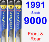 Front & Rear Wiper Blade Pack for 1991 Saab 9000 - Hybrid