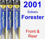 Front & Rear Wiper Blade Pack for 2001 Subaru Forester - Hybrid