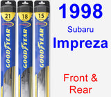 Front & Rear Wiper Blade Pack for 1998 Subaru Impreza - Hybrid