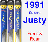 Front & Rear Wiper Blade Pack for 1991 Subaru Justy - Hybrid