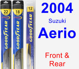 Front & Rear Wiper Blade Pack for 2004 Suzuki Aerio - Hybrid