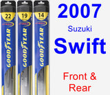 Front & Rear Wiper Blade Pack for 2007 Suzuki Swift - Hybrid