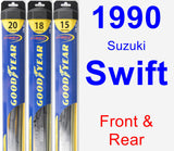 Front & Rear Wiper Blade Pack for 1990 Suzuki Swift - Hybrid