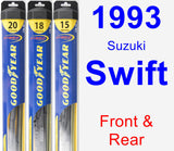 Front & Rear Wiper Blade Pack for 1993 Suzuki Swift - Hybrid