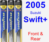 Front & Rear Wiper Blade Pack for 2005 Suzuki Swift+ - Hybrid