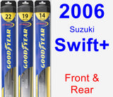 Front & Rear Wiper Blade Pack for 2006 Suzuki Swift+ - Hybrid