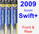 Front & Rear Wiper Blade Pack for 2009 Suzuki Swift+ - Hybrid