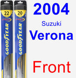 Front Wiper Blade Pack for 2004 Suzuki Verona - Hybrid