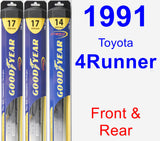 Front & Rear Wiper Blade Pack for 1991 Toyota 4Runner - Hybrid