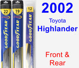 Front & Rear Wiper Blade Pack for 2002 Toyota Highlander - Hybrid