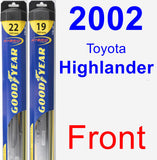 Front Wiper Blade Pack for 2002 Toyota Highlander - Hybrid