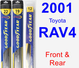Front & Rear Wiper Blade Pack for 2001 Toyota RAV4 - Hybrid