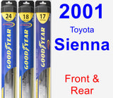 Front & Rear Wiper Blade Pack for 2001 Toyota Sienna - Hybrid