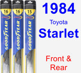 Front & Rear Wiper Blade Pack for 1984 Toyota Starlet - Hybrid