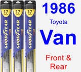 Front & Rear Wiper Blade Pack for 1986 Toyota Van - Hybrid