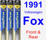 Front & Rear Wiper Blade Pack for 1991 Volkswagen Fox - Hybrid