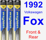 Front & Rear Wiper Blade Pack for 1992 Volkswagen Fox - Hybrid