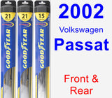 Front & Rear Wiper Blade Pack for 2002 Volkswagen Passat - Hybrid