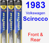 Front & Rear Wiper Blade Pack for 1983 Volkswagen Scirocco - Hybrid