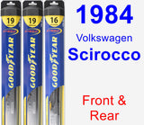 Front & Rear Wiper Blade Pack for 1984 Volkswagen Scirocco - Hybrid