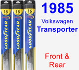 Front & Rear Wiper Blade Pack for 1985 Volkswagen Transporter - Hybrid