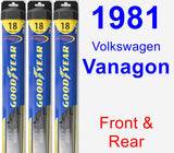 Front & Rear Wiper Blade Pack for 1981 Volkswagen Vanagon - Hybrid