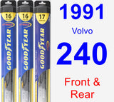 Front & Rear Wiper Blade Pack for 1991 Volvo 240 - Hybrid