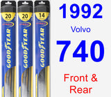 Front & Rear Wiper Blade Pack for 1992 Volvo 740 - Hybrid